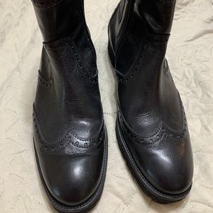 Black leather ankle boots